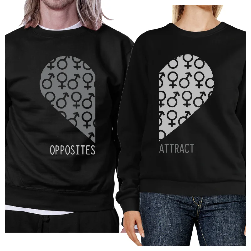 Chic Outfits Opposites Attract Male Female Symbols Matching Couple Black Sweatshirts
