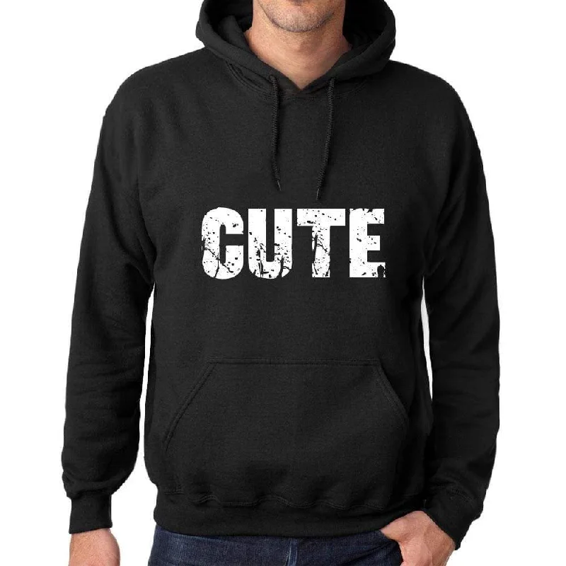 Timeless Outfits Men's Women's Unisex Printed Graphic Cotton Hoodie Soft Heavyweight Hooded Sweatshirt Pullover Popular Words CUTE Deep Black