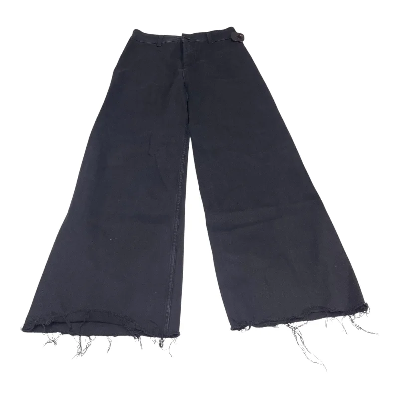Slightly Flared Design Jeans Wide Leg By Miou Muse In Black Denim, Size: L