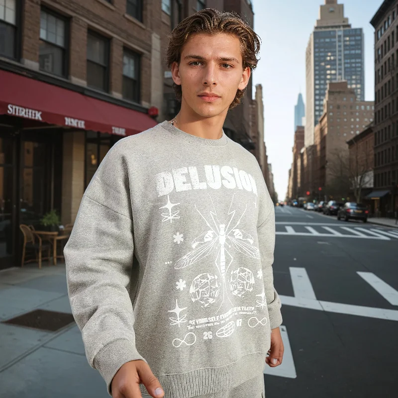 Celebrity Must-have Delusion Oversized Fleece Sweatshirt in Grey Melange