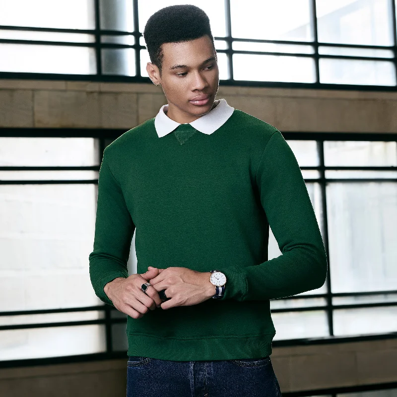 Relaxed Weekend Wear Neo French Terry Cotton-Blend Sweatshirt Forest Green
