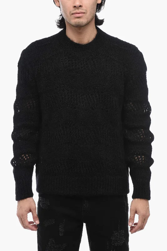 Dessert Matching Saint Laurent Crew Neck Openwork Mohair Blend Sweater
