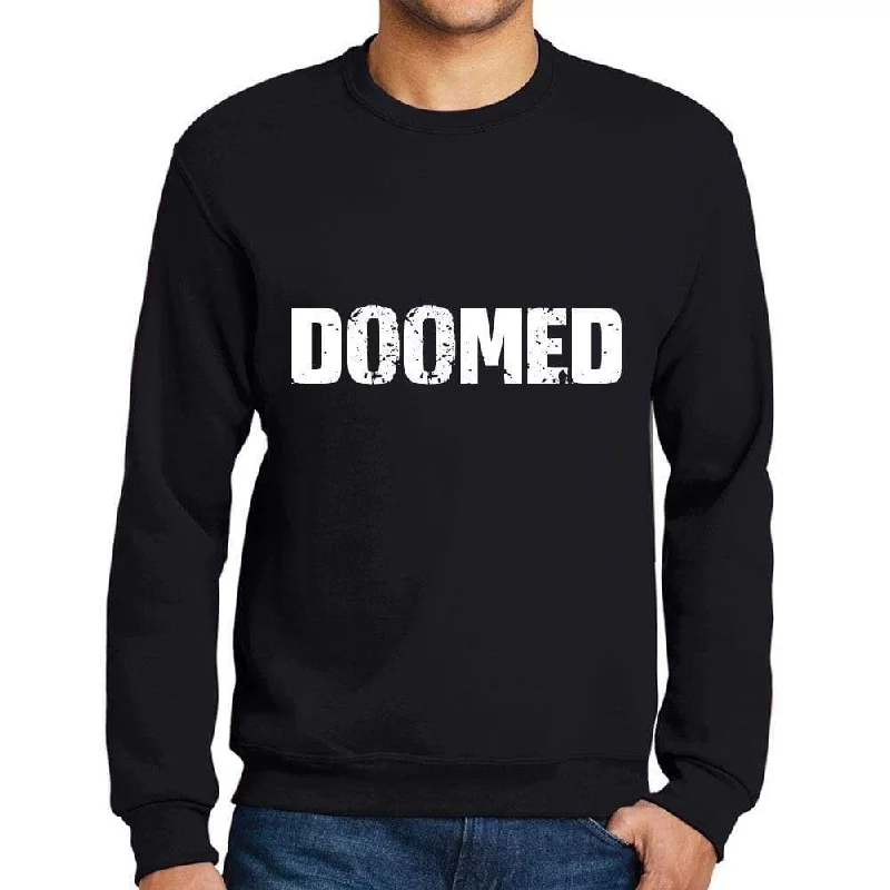 Relaxed Style Men's Printed Graphic Sweatshirt Popular Words DOOMED Deep Black