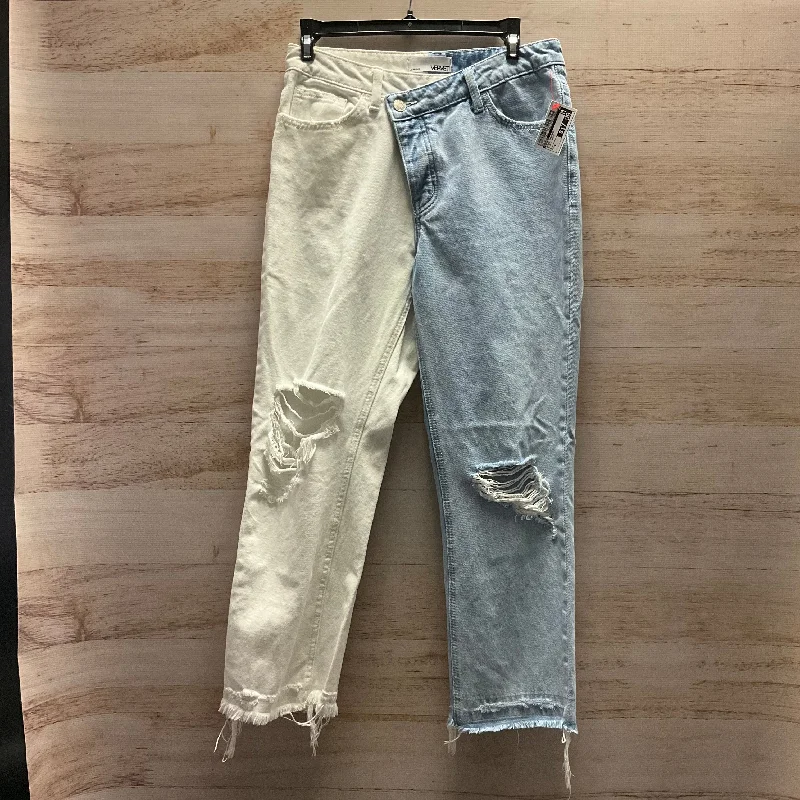 Trendy Dresses Jeans Cropped By Vervet In Blue & White, Size: 4