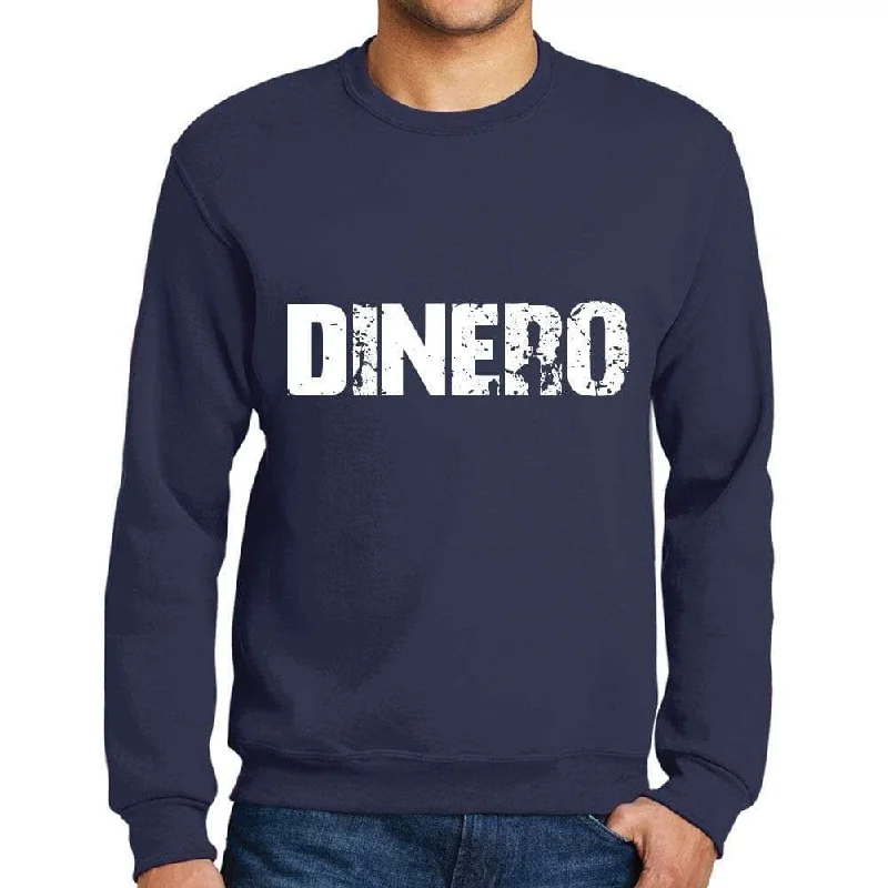 Comfortable Looks Men's Printed Graphic Sweatshirt Popular Words DINERO French Navy