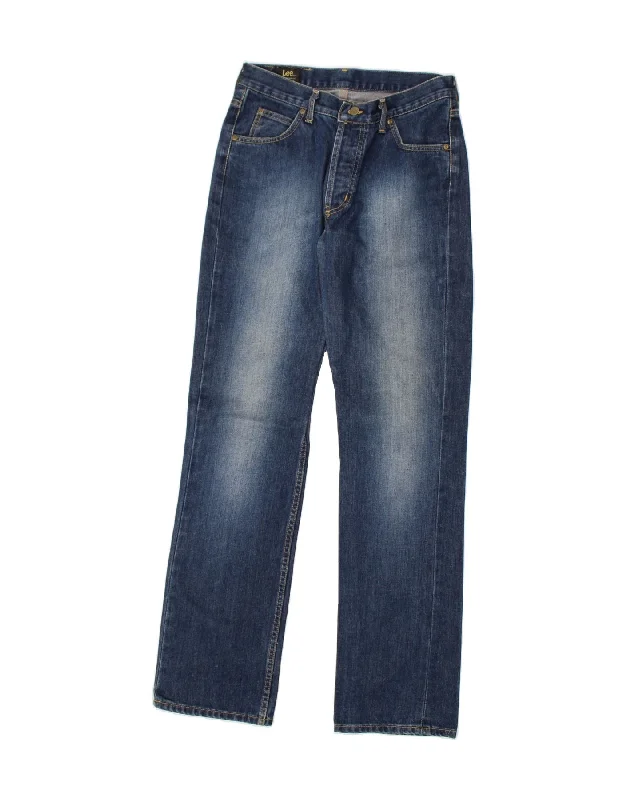 High-quality Fabrics LEE Mens Detroit Straight Jeans W32 L34  Navy Blue Cotton