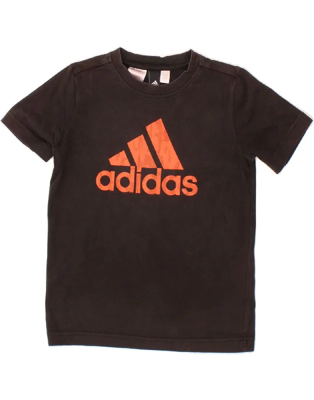 Modernism ADIDAS Boys Graphic T-Shirt Top 6-7 Years Black Cotton