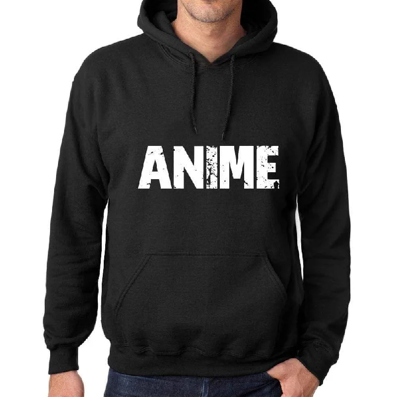 Personalized Series Men's Women's Unisex Printed Graphic Cotton Hoodie Soft Heavyweight Hooded Sweatshirt Pullover Popular Words ANIME Deep Black