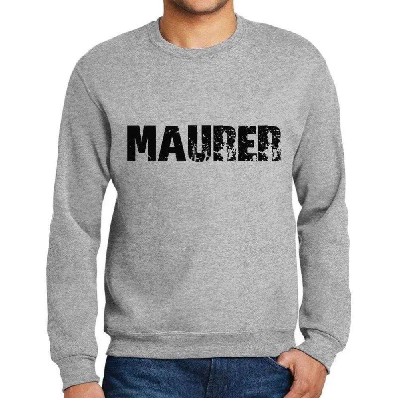 Soft Textures Men's Printed Graphic Sweatshirt Popular Words MAURER Grey Marl