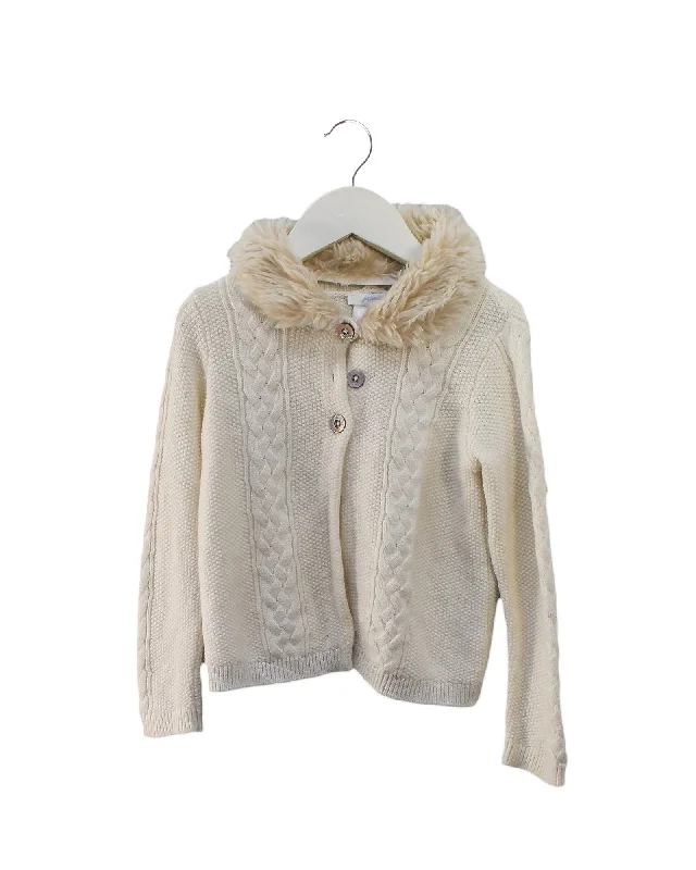 Warm And Comfortable Jacadi Cardigan with Removeable Faux Fur Trim 4T