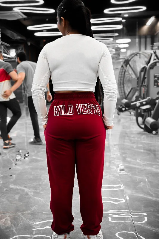 Single-shoulder Neck Design I FEAR NO ONE WILD VERVE JOGGER (MEHROON)