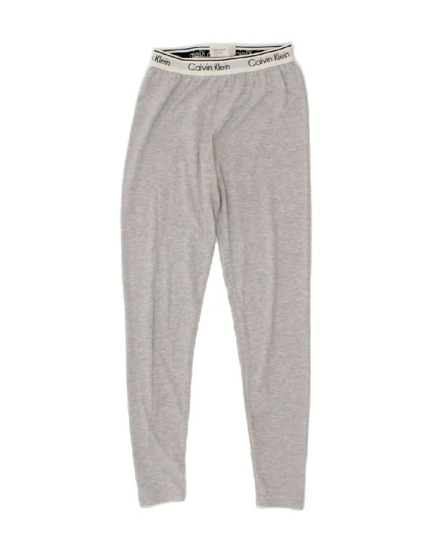 Cool Style CALVIN KLEIN Girls Graphic Leggings 7-8 Years  Large  Grey Cotton