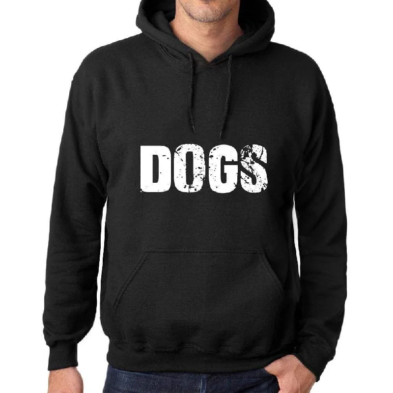Elegant Dressing Men's Women's Unisex Printed Graphic Cotton Hoodie Soft Heavyweight Hooded Sweatshirt Pullover Popular Words DOGS Deep Black