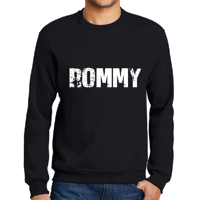 Dessert Matching Men's Printed Graphic Sweatshirt Popular Words ROMMY Deep Black