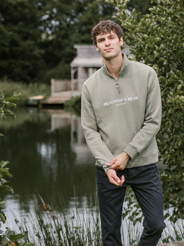 Elegant And Noble Kingswear Unisex Quarter Zip - Olive