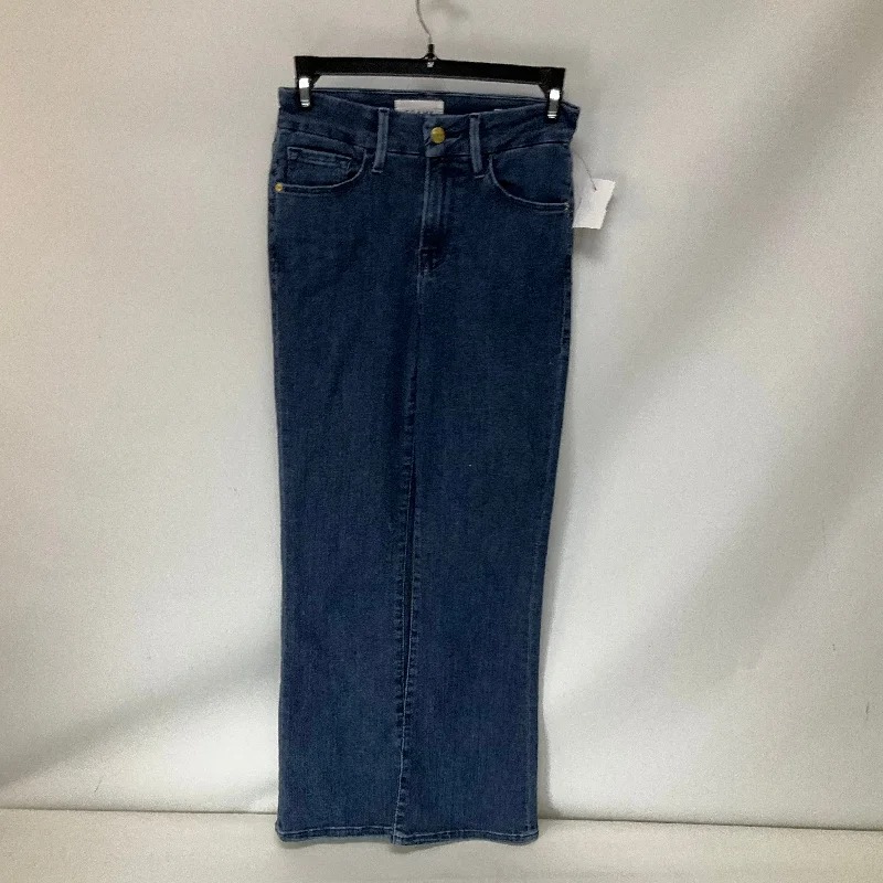 Comfortable Lifestyle Jeans Boot Cut By Frame In Blue Denim, Size: 0