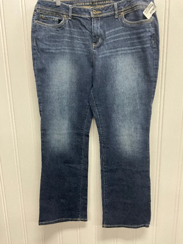 Stretch Design Jeans Boot Cut By Simply Vera In Blue Denim, Size: 16