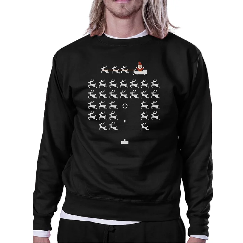 Goddess Outfit Pixel Game Santa And Rudolph Black Sweatshirt