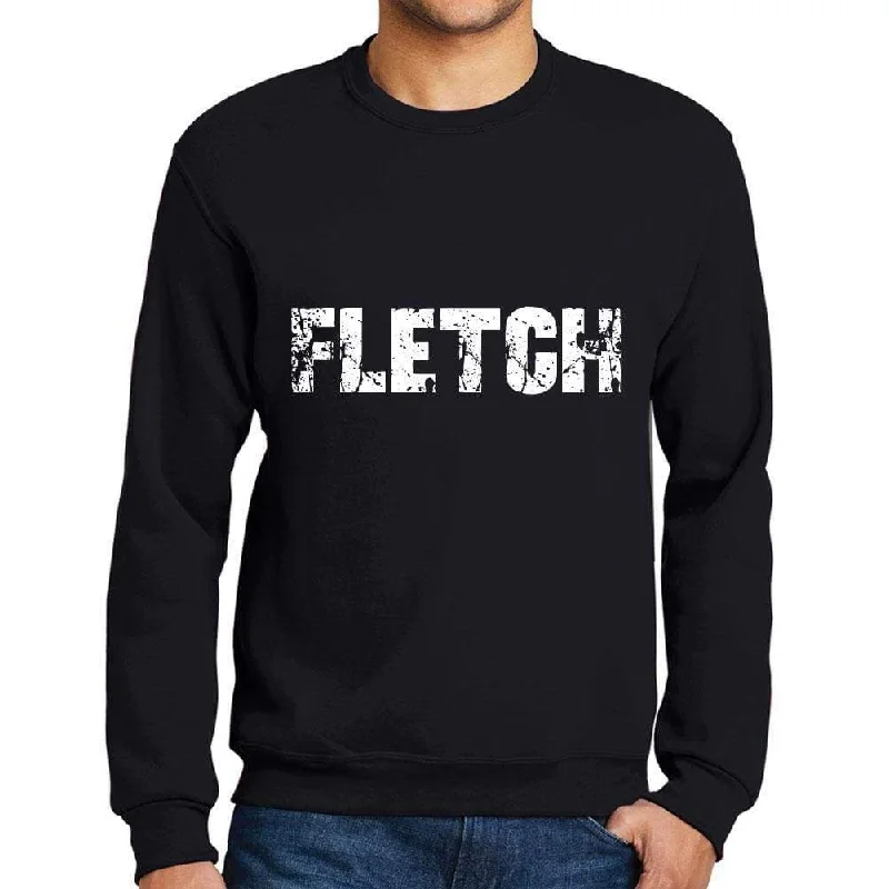 Comfy Chic Men's Printed Graphic Sweatshirt Popular Words FLETCH Deep Black