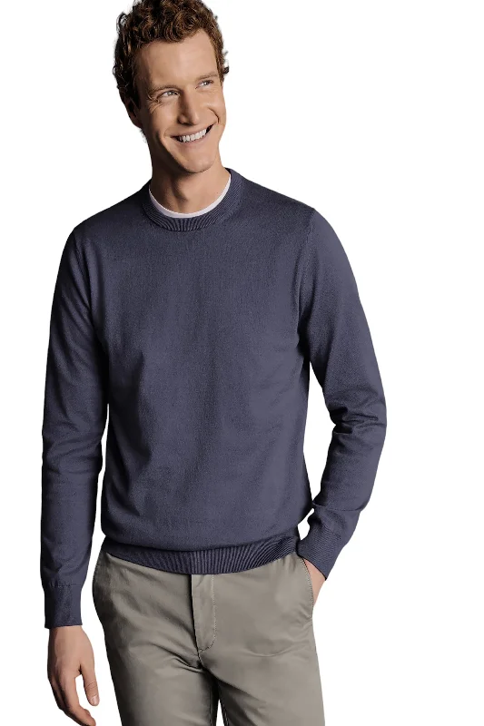 Exquisite Embroidery Charles Tyrwhitt Men's Combed Cotton Crew Neck Sweater
