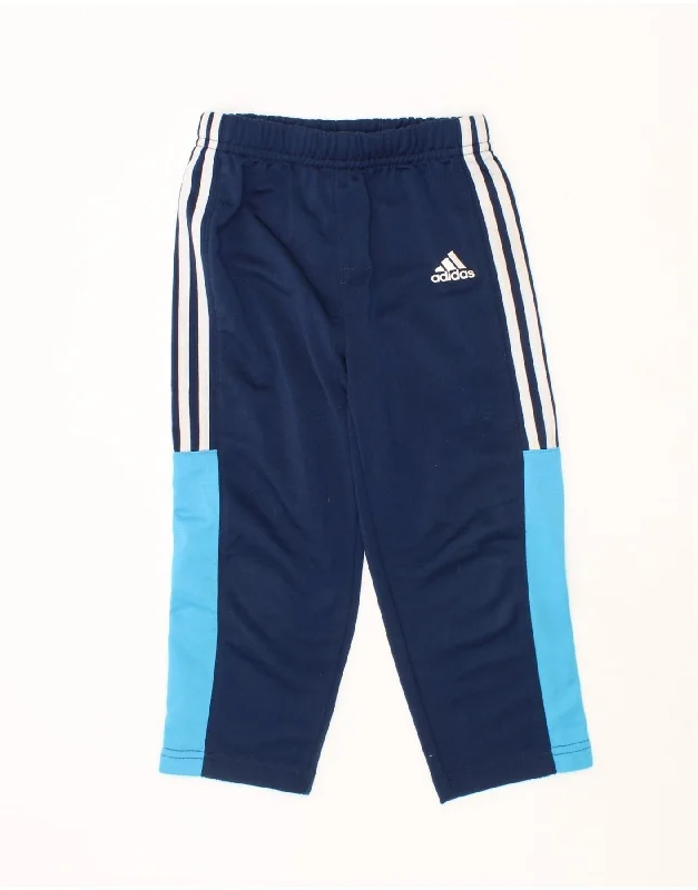 Versatile Items ADIDAS Boys Tracksuit Trousers 2-3 Years Navy Blue Colourblock Polyester