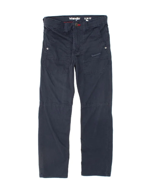 Comfortable And Simple WRANGLER Boys Slim Chino Trousers 6-7 Years  W24 L21  Navy Blue Cotton