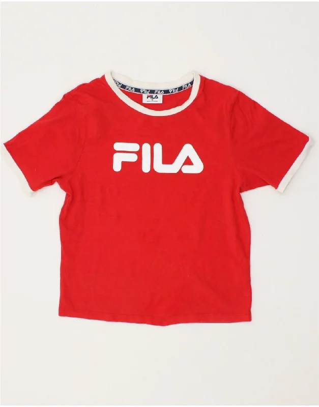 Comfortable Mind FILA Boys Graphic T-Shirt Top 9-10 Years Red Cotton