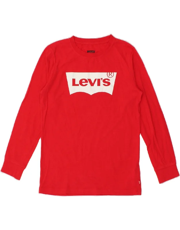 Personalized Clothing LEVI'S Boys Graphic Top Long Sleeve 13-14 Years Red Cotton