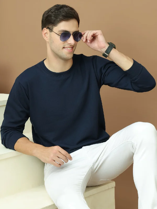 Modern Tailoring VimaL Jonney Regular Fit Blue Solid Sweatshirt For Men