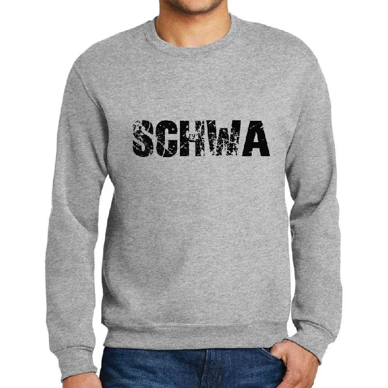 Classic Retro Men's Printed Graphic Sweatshirt Popular Words SCHWA Grey Marl