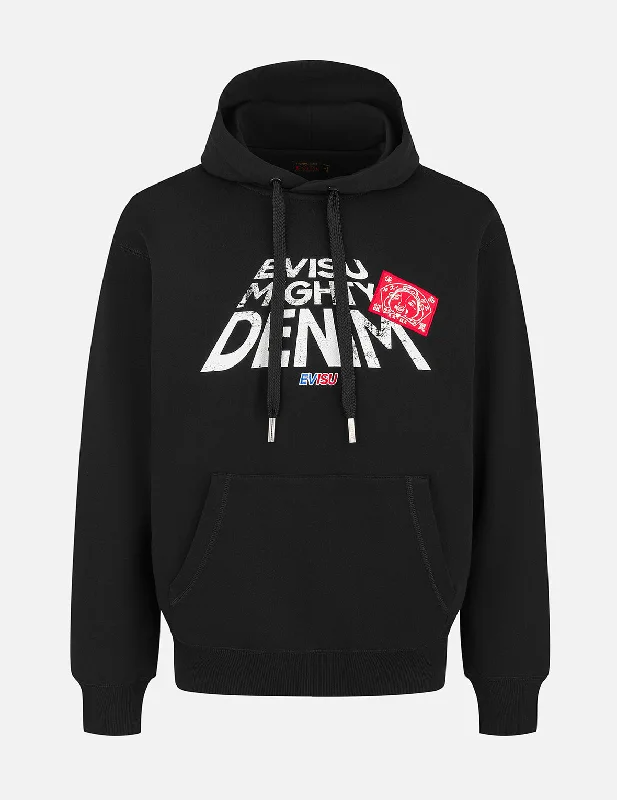 Fashionable And Versatile Slogan Print with Godhead Patch Embroidery Relax Fit Hoodie