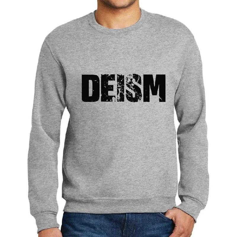 Cozy Fashion Trends Men's Printed Graphic Sweatshirt Popular Words DEISM Grey Marl