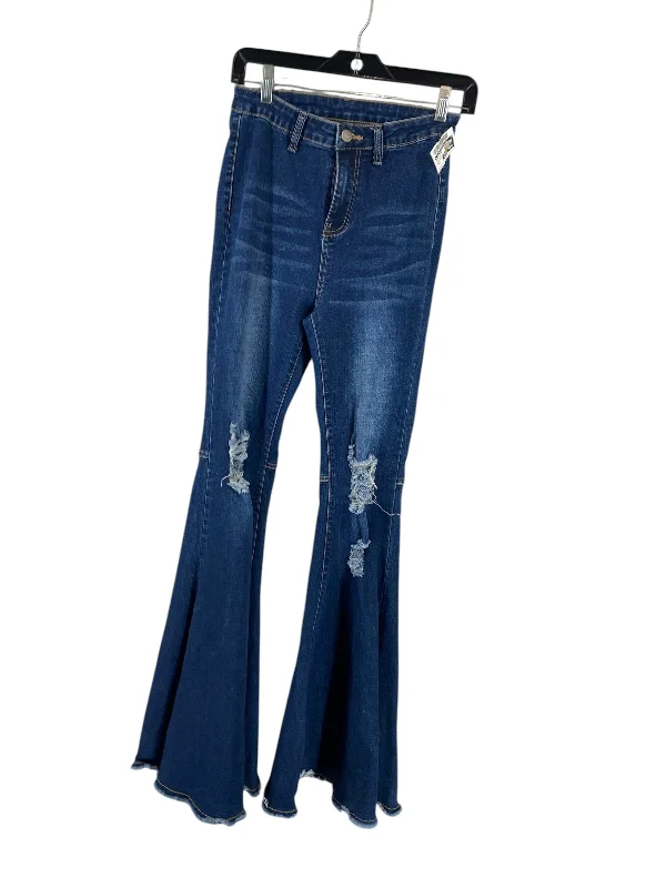 Mid-length Style Jeans Flared By Clothes Mentor In Blue Denim, Size: S
