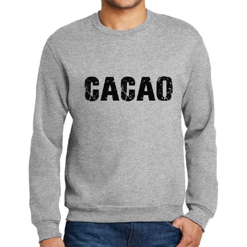Elegant And Simple Men's Printed Graphic Sweatshirt Popular Words CACAO Grey Marl