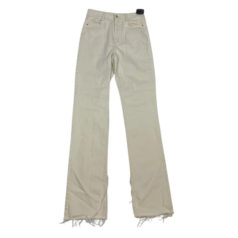Sports Series Jeans Straight By Zara In Cream Denim, Size: 2