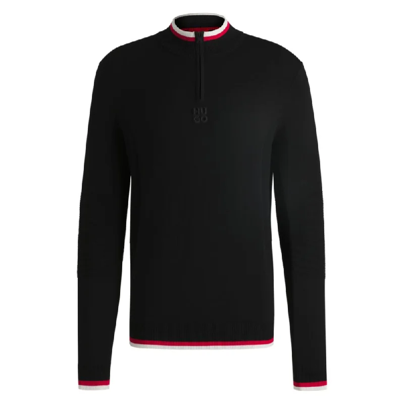 Easygoing Style Zip-neck sweater with contrast tipping