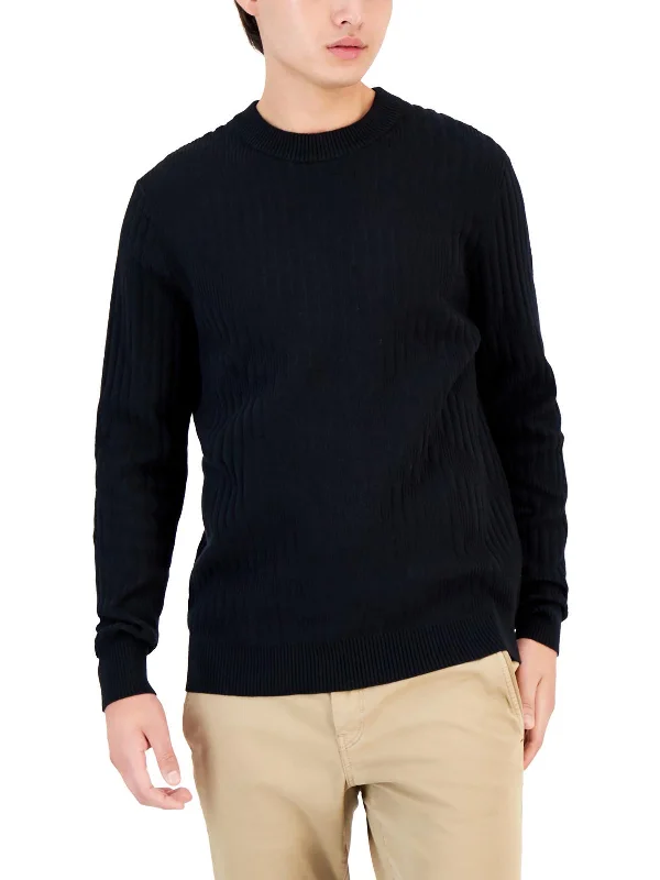 New Season Series Mens Ribbed Pullover Crewneck Sweater