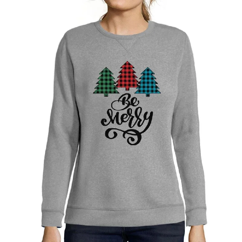 Fashionable Items ULTRABASIC - Graphic Women's Be Merry Christmas Sweatshirt Xmas Gift Ideas Grey Marl