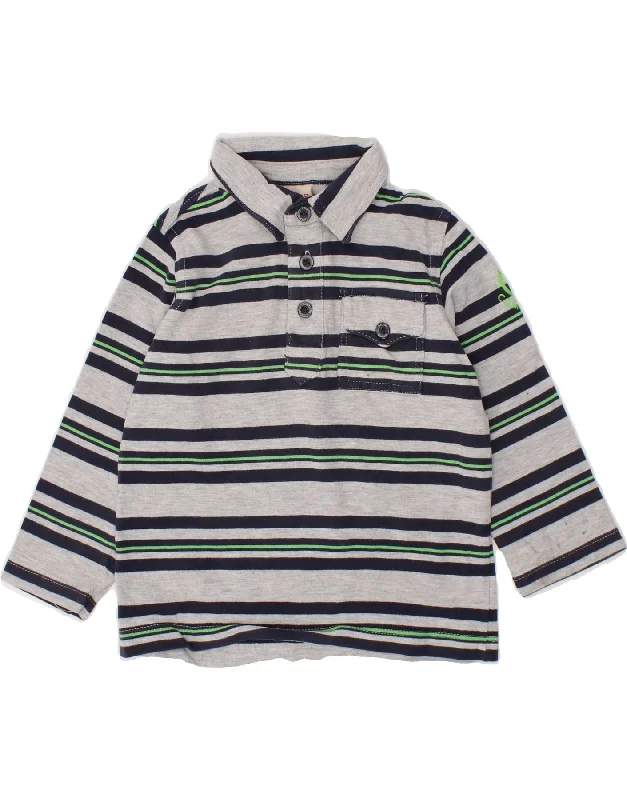 Sweet Girl BRUMS Baby Boys Long Sleeve Polo Shirt 18-24 Months Grey Striped