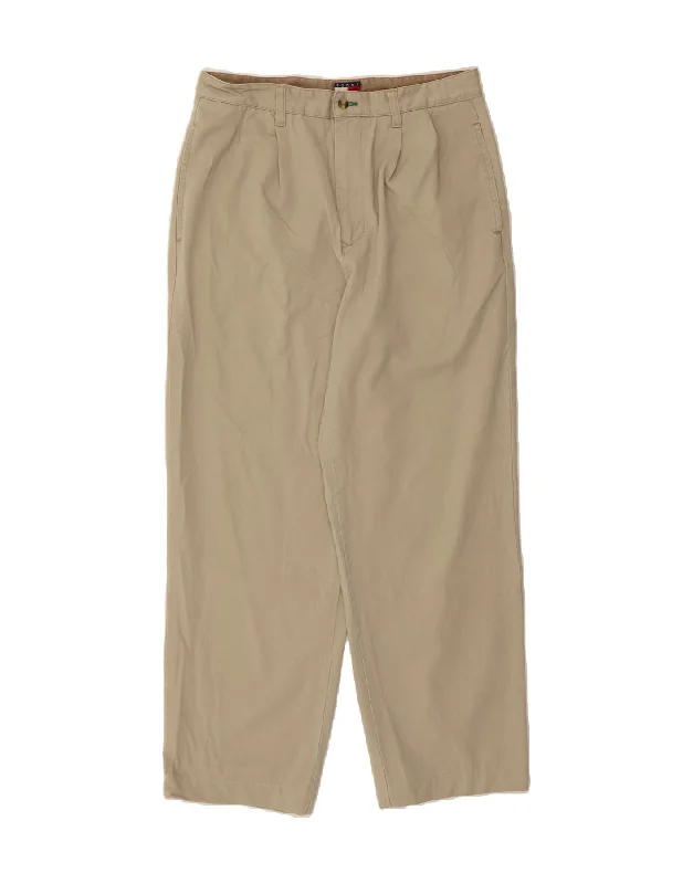 Elegant Tailoring TOMMY HILFIGER Mens Pegged Chino Trousers W32 L32 Beige Cotton
