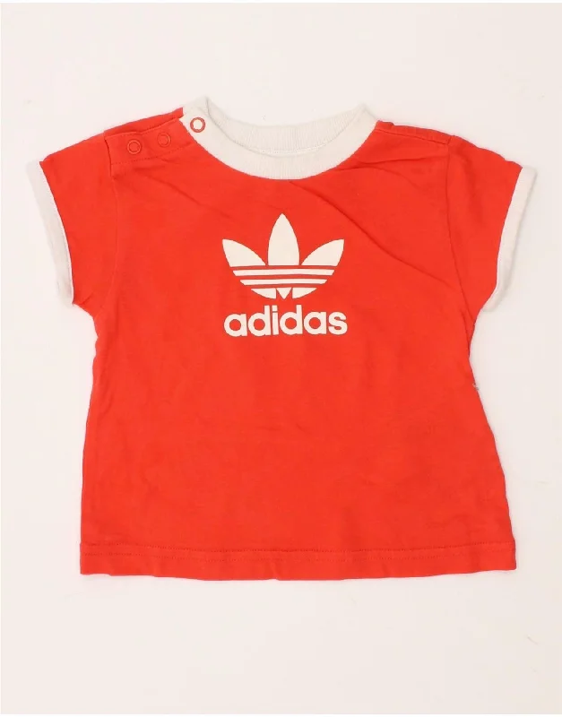Weekend Comfort Wear ADIDAS Baby Girls Graphic T-Shirt Top 6-9 Months Red Cotton