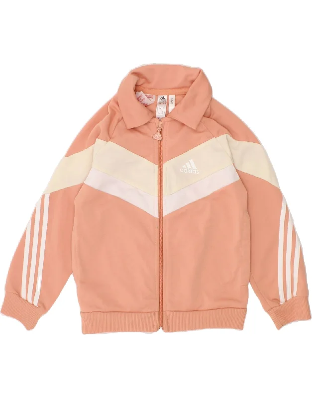 Simple Looks ADIDAS Girls Graphic Tracksuit Top Jacket 2-3 Years Orange Colourblock