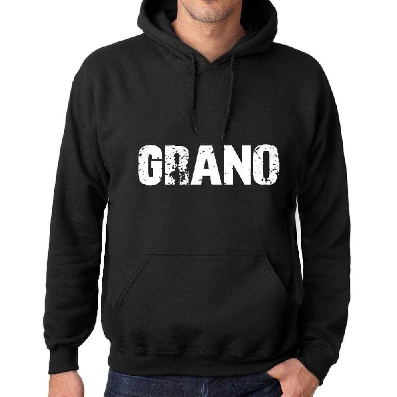Fashion Selection Men's Women's Unisex Printed Graphic Cotton Hoodie Soft Heavyweight Hooded Sweatshirt Pullover Popular Words GRANO Deep Black
