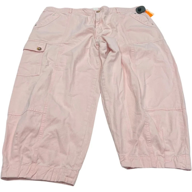 Layered Comfort Jeans Cropped By Anthropologie In Pink, Size: 16