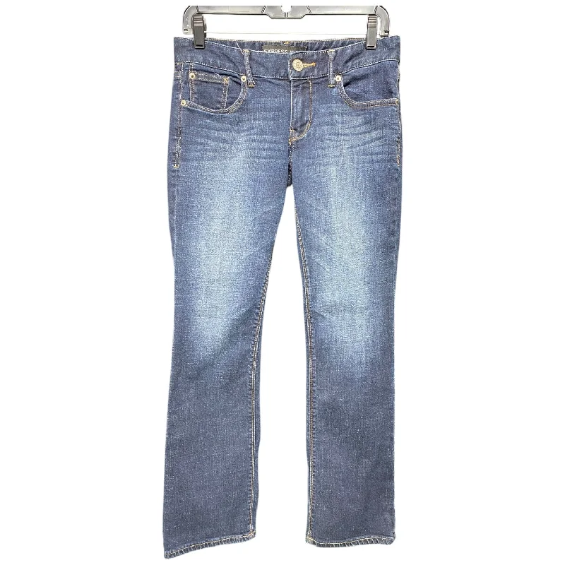 French Retro Jeans Straight By Express In Blue Denim, Size: 4