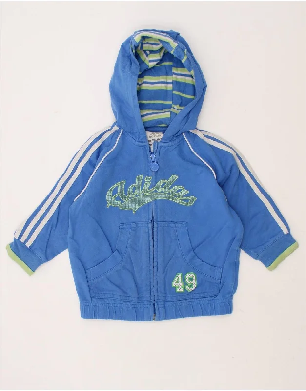 Comfortable Design ADIDAS Baby Boys Graphic Zip Hoodie Sweater 9-12 Months Blue Cotton