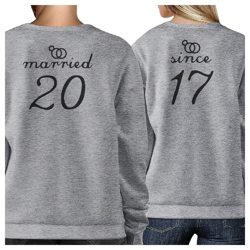 Fresh Comfort Married Since Custom Matching Couple Grey Sweatshirts