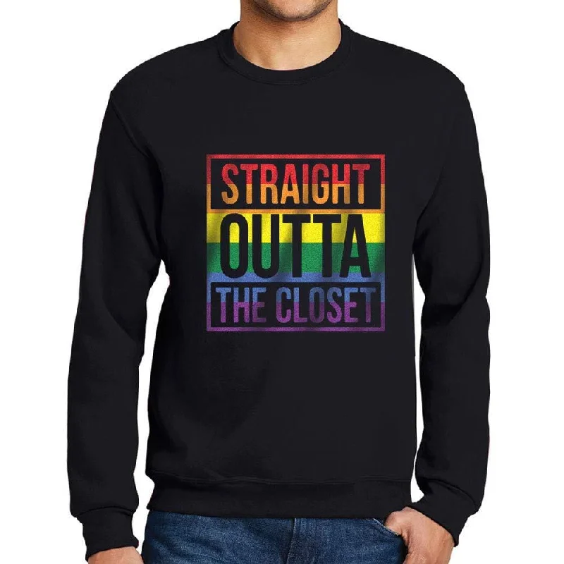 Trendy Layers Ultrabasic Men's Printed Graphic Sweatshirt LGBT Straight Outta The Closet Deep Black