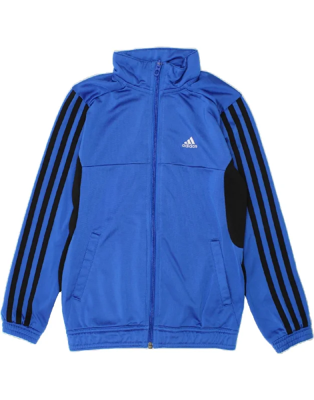 Unique Design ADIDAS Boys Tracksuit Top Jacket 7-8 Years Blue Colourblock Polyester