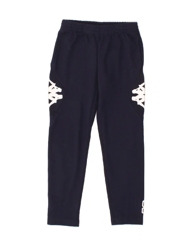 Sweet Style KAPPA Boys Graphic Tracksuit Trousers 7-8 Years Navy Blue Polyester